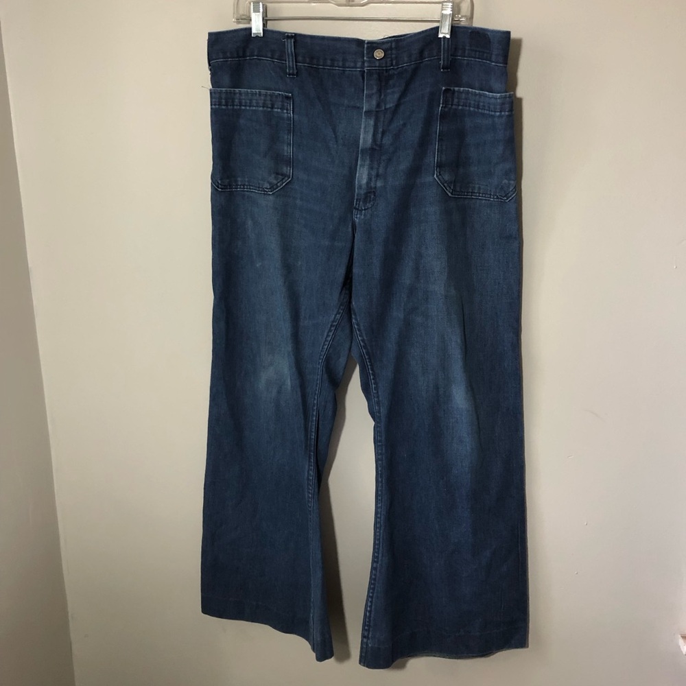 Vtg Navdungaree military-style navy blue denim utility bell-bottom Seafarer jean